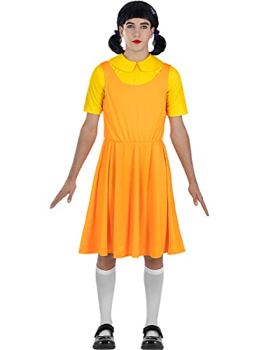 Funidelia | Squid Game Puppe Kostüm Offiziell Netflix für Damen Kostüm für Erwachsene & Verkleidung für Partys, Karneval & Halloween - Größe L - XL - Orange von Funidelia