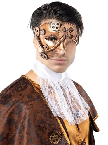 Funidelia | Steampunk Halbmaske für Herren Lustige & Ausgefallene, Western, Film und Serien - Zubehör für Erwachsene, Zubehör für Kostüm - Braun Funidelia | Steampunk Halbmaske für Herren Lustige & Ausgefallene, Western, Film und Serien - Zubehör für Erwachsene, Zubehör für Kostüm - Braun von Funidelia