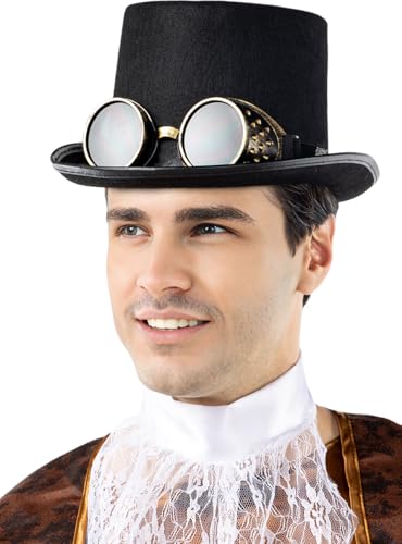 Funidelia | Steampunk Hut mit Brille für Herren Lustige & Ausgefallene, Western, Film und Serien - Zubehör für Erwachsene, Zubehör für Kostüm - Schwarz Funidelia | Steampunk Hut mit Brille für Herren Lustige & Ausgefallene, Western, Film und Serien - Zubehör für Erwachsene, Zubehör für Kostüm - Schwarz von Funidelia