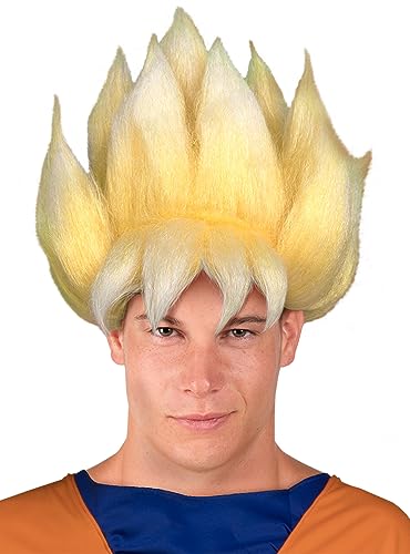 Funidelia | Super Saiyan Perücke Dragon Ball für Herren Manga, Saiyan, Zeichentrickfilm - Zubehör für Erwachsene, Zubehör für Kostüm - Gelb Funidelia | Super Saiyan Perücke Dragon Ball für Herren Manga, Saiyan, Zeichentrickfilm - Zubehör für Erwachsene, Zubehör für Kostüm - Gelb von Funidelia