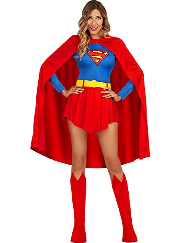 Funidelia | Supergirl Kostüm für Damen Kara Zor-El, Superhelden, DC Comics - Kostüme für Erwachsene & Verkleidung für Partys, Karneval & Halloween - Größe M - Rot von Funidelia