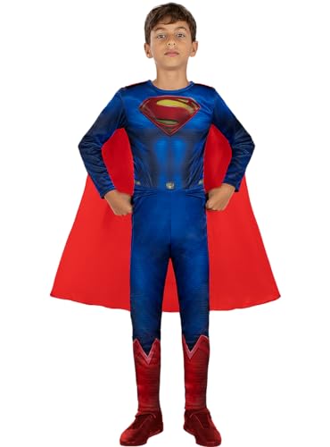 Funidelia | Superman Kostüm für Jungen Man of Steel, Superhelden, DC Comics, Justice League - Kostüme für Kinder & Verkleidung für Partys, Karneval & Halloween - Größe 5-6 Jahre - Blau von Funidelia