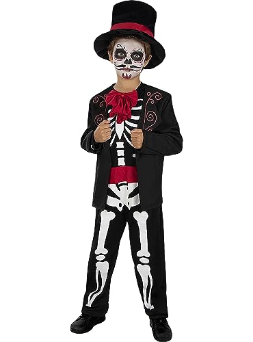 Funidelia | Tag der Toten Skelett Kostüm für Jungen Mexikanischer Schädel & Halloween - Kostüm für Kinder & Verkleidung für Partys, Karneval & Halloween - Größe 5-6 Jahre von Funidelia