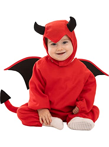 Funidelia | Teufel Kostüm für Baby Dämonen, Teufel, Halloween, Horror - Kostüm für Baby & Verkleidung für Partys, Karneval & Halloween - Größe 0-6 Monate - Rot von Funidelia