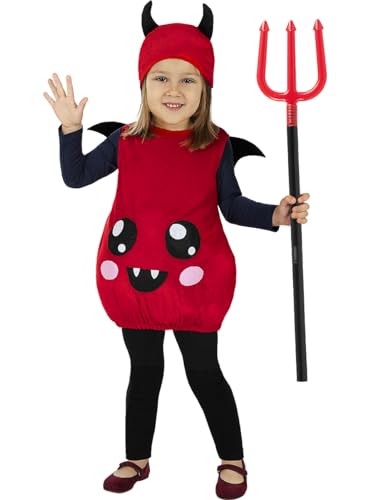 Funidelia | Teufel Kostüm für Jungen Dämonen, Teufel, Halloween, Horror - Kostüm für Kinder & Verkleidung für Partys, Karneval & Halloween - Größe 5-6 Jahre - Rot von Funidelia