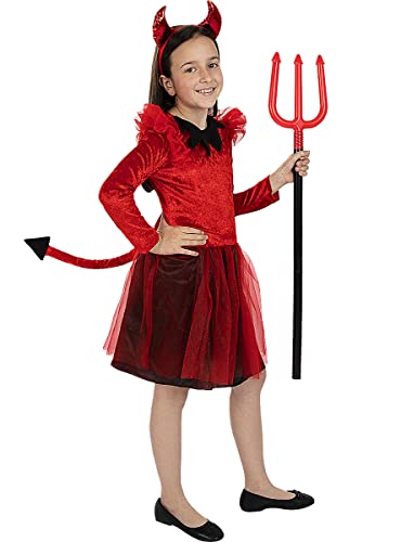 Funidelia | Teufelin Kostüm für Mädchen Dämonen, Teufel, Halloween, Horror - Kostüm für Kinder & Verkleidung für Partys, Karneval & Halloween - Größe 7-9 Jahre - Rot Funidelia | Teufelin Kostüm für Mädchen Dämonen, Teufel, Halloween, Horror - Kostüm für Kinder & Verkleidung für Partys, Karneval & Halloween - Größe 7-9 Jahre - Rot von Funidelia