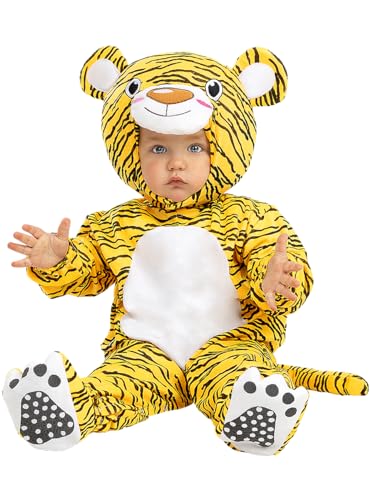 Funidelia | Tiger Kostüms für Baby Tiere, Dschungel - Kostüme für Kinder & Verkleidung für Partys, Karneval & Halloween - Größe 6-12 Monate - Gelb von Funidelia