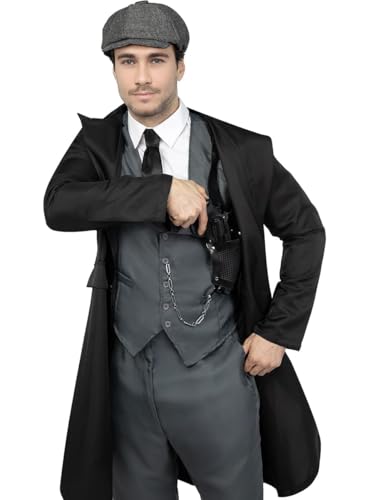 Funidelia | Tommy Shelby Kostüm mit Waffe - Peaky Blinders für Herren 20er Jahre, Film und Serien, Gangster - Kostüm für Erwachsene & Verkleidung für Partys, Karneval & Halloween - Größe M - Schwarz Funidelia | Tommy Shelby Kostüm mit Waffe - Peaky Blinders für Herren 20er Jahre, Film und Serien, Gangster - Kostüm für Erwachsene & Verkleidung für Partys, Karneval & Halloween - Größe M - Schwarz von Funidelia