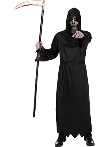 Funidelia | Totenkostüm mit Zubehör in Übergröße für Herren und Damen Horror, Grim Reaper, Death, Halloween - Kostüm für Erwachsene & Verkleidung für Partys, Karneval & Halloween - Größe XXL von Funidelia