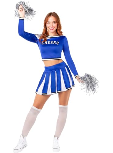 Funidelia | USA Cheerleader Kostüm mit Zubehör für Damen Cheerleader, American Football, Gymnasium, Berufe - Kostüm für Erwachsene & Verkleidung für Partys, Karneval & Halloween - Größe XS - Blau Funidelia | USA Cheerleader Kostüm mit Zubehör für Damen Cheerleader, American Football, Gymnasium, Berufe - Kostüm für Erwachsene & Verkleidung für Partys, Karneval & Halloween - Größe XS - Blau von Funidelia