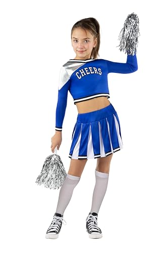 Funidelia | USA Cheerleader Kostüm mit Zubehör für Mädchen Cheerleader, American Football, Gymnasium, Berufe - Kostüm für Kinder & Verkleidung für Partys, Karneval & Halloween - Größe 5-6 Jahre von Funidelia