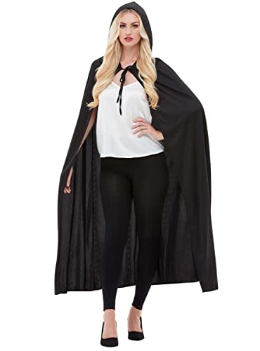 Funidelia | Umhang schwarz für Herren und Damen - Lustige & Ausgefallene - Zubehör für Kostüm - Schwarz, Polyester, Unisex, All Ages, Kapuze, Kostümzubehör Funidelia | Umhang schwarz für Herren und Damen - Lustige & Ausgefallene - Zubehör für Kostüm - Schwarz, Polyester, Unisex, All Ages, Kapuze, Kostümzubehör von Funidelia