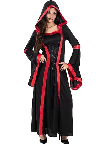 Funidelia | Vampir Priesterin Kostüm für Damen Halloween, Horror, Dracula, Vampire - Kostüm für Erwachsene & Verkleidung für Partys, Karneval & Halloween - Größe L - Granatfarben von Funidelia