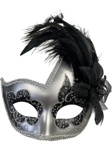 Funidelia | Venetianer Maske mit Federn für Damen Kulturen & Traditionen, Venezianischer Karneval, Venedig, Karneval - Zubehör für Erwachsene, Zubehör für Kostüm - Schwarz Funidelia | Venetianer Maske mit Federn für Damen Kulturen & Traditionen, Venezianischer Karneval, Venedig, Karneval - Zubehör für Erwachsene, Zubehör für Kostüm - Schwarz von Funidelia