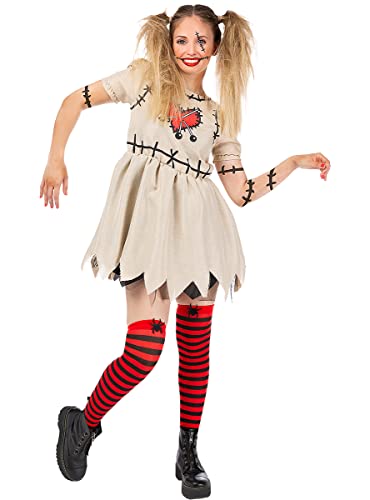 Funidelia | Voodoo-Puppen Kostüm für Damen Horror, Halloween, Puppe, Marionette & Kasper - Kostüm für Erwachsene & Verkleidung für Partys, Karneval & Halloween - Größe XXL - Weiß von Funidelia