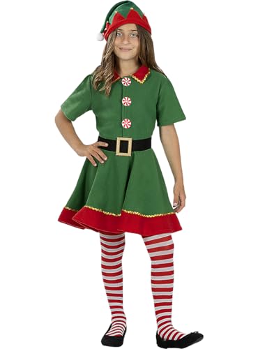 Funidelia | Weihnachtselfen Kostüm für Mädchen ▶ Weihnachtself, Weihnachten, Wichtel - Kostüme für Kinder & Verkleidung für Partys, Karneval & Halloween - Größe 10-12 Jahre - Grün von Funidelia