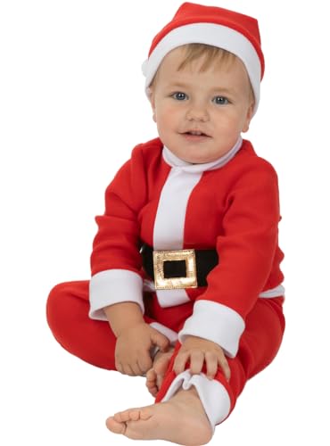Funidelia | Weihnachtskostüm für Baby Santa Claus, Weihnachten, Weihnachtsmann - Kostüme für Kinder & Verkleidung für Partys, Karneval & Halloween - Größe 6-12 Monate - Rot von Funidelia