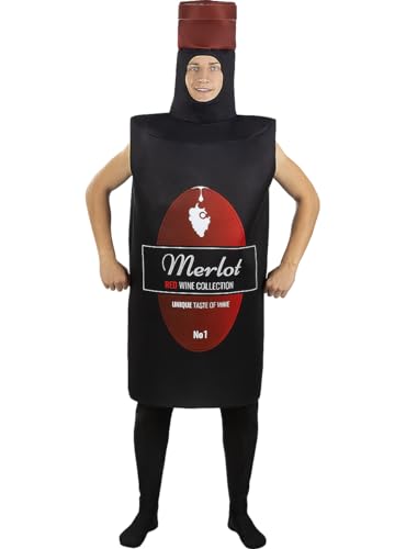 Funidelia Weinflaschenkostüm für Männer und Frauen, Einheitsgröße Drink, Alkohol - Erwachsenenkostüm für Party, Karneval und Halloween von Funidelia