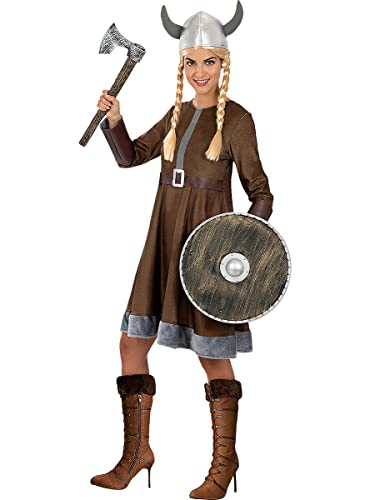 Funidelia | Wikinger Kostüm für Damen Nordisch, Walküre, Barbaren, Vikings - Kostüm für Erwachsene & Verkleidung für Partys, Karneval & Halloween - Größe M - Braun von Funidelia