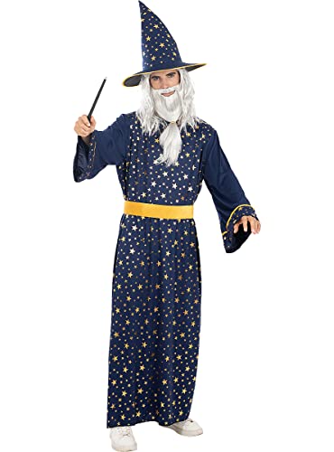 Funidelia | Zauberer Merlin Kostüm für Herren Hexen, Zauberer, Halloween, Horror - Kostüm für Erwachsene & Verkleidung für Partys, Karneval & Halloween - Größe - M - Rot von Funidelia