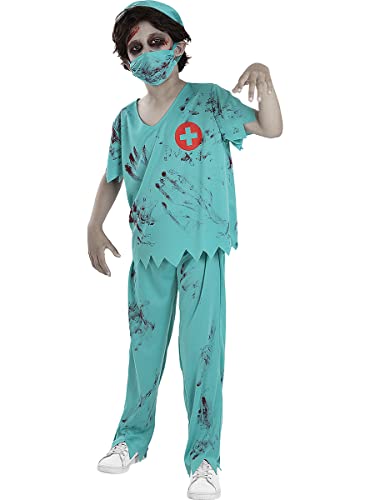 Funidelia | ZombieArzt Kostüm für Jungen Untoter, Halloween, Horror - Kostüm für Kinder & Verkleidung für Partys, Karneval & Halloween - Größe 5-6 Jahre - Weiß von Funidelia