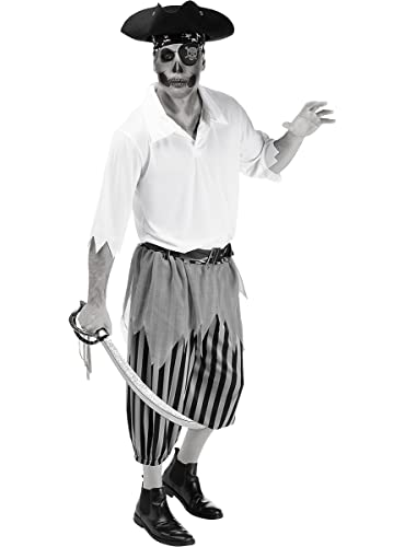 Funidelia | Zombie-Pirat Kostüm für Herren Untoter, Halloween, Horror - Kostüm für Erwachsene & Verkleidung für Partys, Karneval & Halloween - Größe XXL - Schwarz von Funidelia