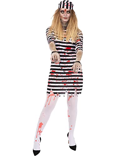 Funidelia | Zombie-Sträfling Kostüm für Damen Untoter, Halloween, Horror - Kostüm für Erwachsene & Verkleidung für Partys, Karneval & Halloween - Größe XXL - Schwarz von Funidelia