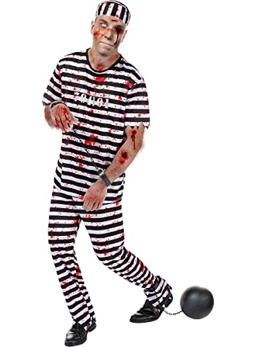 Funidelia | Zombie-Sträfling Kostüm für Herren Untoter, Halloween, Horror - Kostüm für Erwachsene & Verkleidung für Partys, Karneval & Halloween - Größe XXL - Schwarz von Funidelia