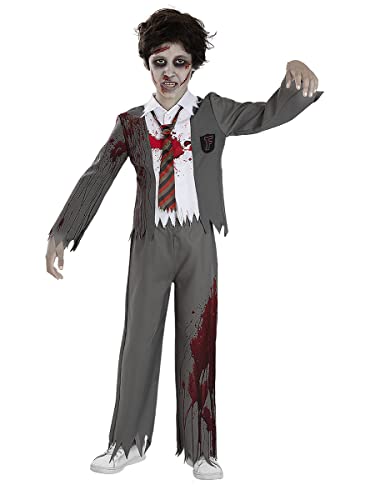 Funidelia | ZombieStudent Kostüm für Jungen Untoter, Halloween, Horror - Kostüm für Kinder & Verkleidung für Partys, Karneval & Halloween - Größe 7-9 Jahre - Grau/Silber von Funidelia