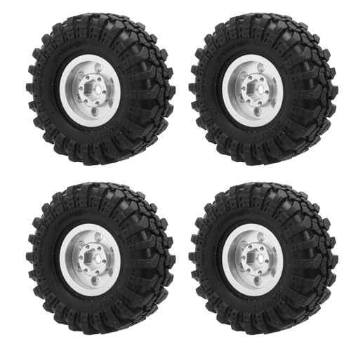 Funien 1.0 Beadlock-Radfelge, Aluminiumlegierung RC Beadlock-Radnabe mit Reifen 6 Löchern, für 1/24 RC Crawler Car (Silber) von Funien