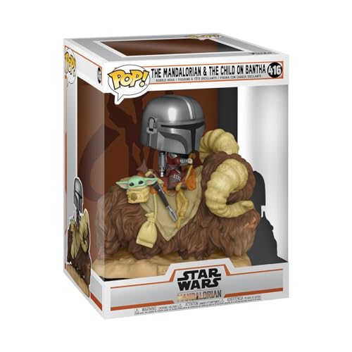 Funko Pop! Deluxe: Star Wars: The Mandalorian - Mando On Bantha mit Grogu (The Child, Baby Yoda) - Vinyl-Sammelfigur - Geschenkidee - Offizielle Handelswaren - Spielzeug Für Kinder und Erwachsene von Funko