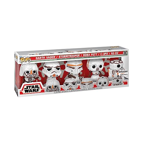 Funko Pop! Star Wars: Holiday - Darth Vader, Stormtrooper, Boba-Fett, C-3PO, R2-D2 Snowmen - 5 Packung - Amazon-Exklusiv - Vinyl-Sammelfigur - Geschenkidee - Offizielle Handelswaren von Funko