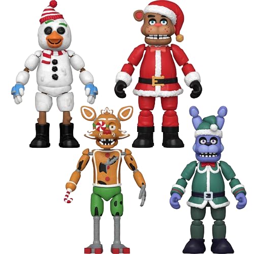 Funko Actionfigur: FNAF Friday Night at Freddy's Holiday Bundle enthält Snow Chica, Elf Bonnie, Gingerbread Foxy, Santa Freddy von Funko