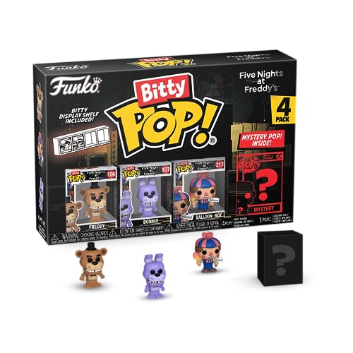 Funko Bitty Pop! Five Nights at Freddy's (FNAF) - Freddy 4PK - Freddy, Bonnie, Balloon Boy und eine Überraschungs-Mini-Figur - 0.9 Inch (2.2 cm) Sammlerstück - Geschenkidee - Kuchenaufstecker von Funko