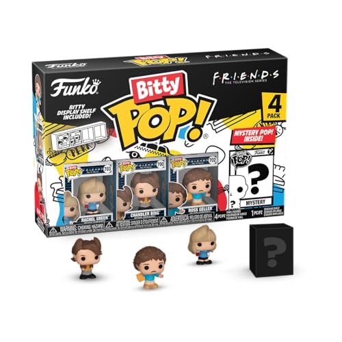 Funko Bitty Pop! Friends - 80's Rachel 4PK - Rachel Green™ (80’s Hair), Chandler Bing™ (80’s Hair), Ross Geller™ (80’s Hair) und eine Überraschungs-Mini-Figur - 0.9 Inch (2.2 cm) Sammlerstück von Funko