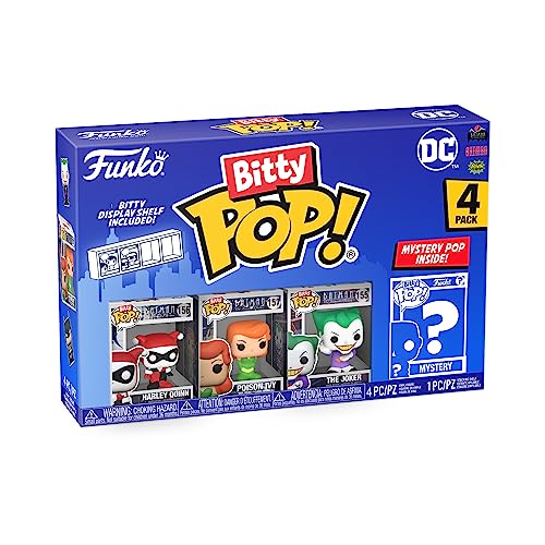Funko Bitty Pop! DC - Harley Quinn, The Joker, Poison Ivy und eine Überraschungs-Mini-Figur - 0.9 Inch (2.2 cm) - DC Comics Sammlerstück Stapelbares Display-Regal Inklusive - Geschenkidee von Funko