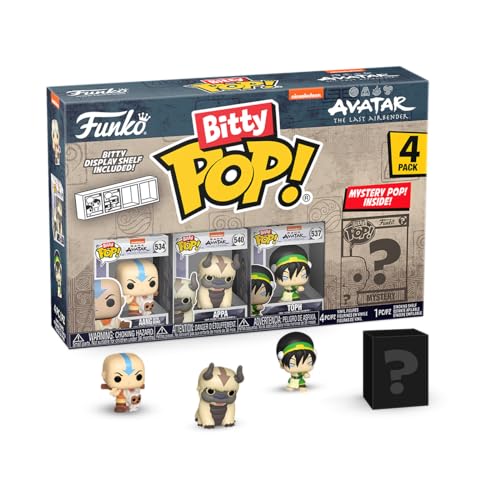 Funko Bitty Pop! Avatar: TLA - Aang 4PK - Aang with Momo, Appa, Toph und eine Überraschungs-Mini-Figur - 0.9 Inch (2.2 cm) - Avatar: The Last Airbender Sammlerstück - Geschenkidee Fans von Funko