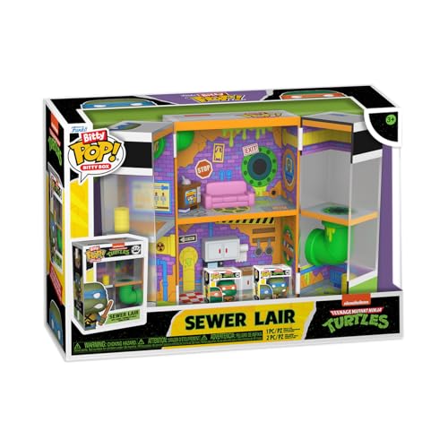 Funko Bitty Pop! Bitty Boxes: Teenage Mutant Ninja Turtles - Sewer Home Playset mit 2-0,9 Zoll (2,2 cm) winzige Mini-Figuren - TMNT - Sammler-Vitrine mit Innenszene und Aufbewahrung - Geschenkidee von Funko