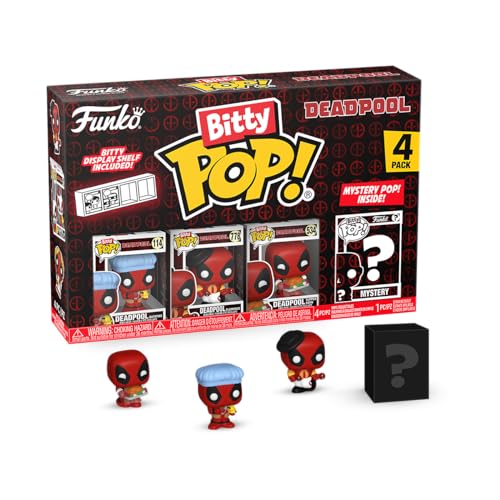 Funko Bitty Pop! Deadpool (Bathtime), Bitty Pop! Deadpool (Flamenco), Bitty Pop! Deadpool (Supper Hero) und eine Überraschungs-Mini-Figur - 0.9 Inch (2.2 cm) - Geschenkidee, Einheitsgröße, 84960 von Funko