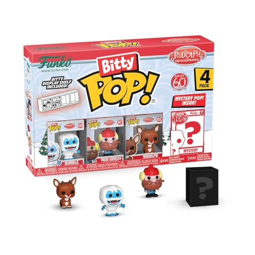 Funko Bitty Pop! Rudolph: Mini-Sammelspielzeug, 4er-Pack – Bumble™, Yukon Cornelius™, Rudolph® und Mystery Chase Figur (Stile können variieren) von Funko