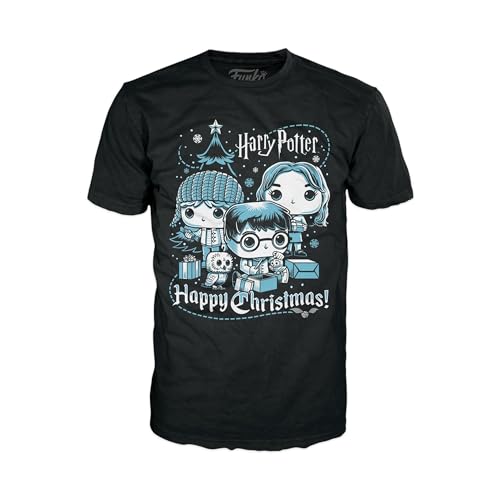 Funko Boxed Tee: Harry Potter Holiday - Ron, Hermione, Harry - Large - (L) - Hermine - T-Shirt - Kleidung - Geschenkidee - Kurzärmeliges Top Für Erwachsene Männer und Frauen Fans von Funko