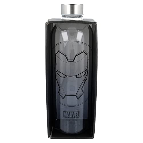 Funko ST-00263 Iron Man Glasflasche 1030 Ml, Kunststoff, Schwarz, Mediano von Stor