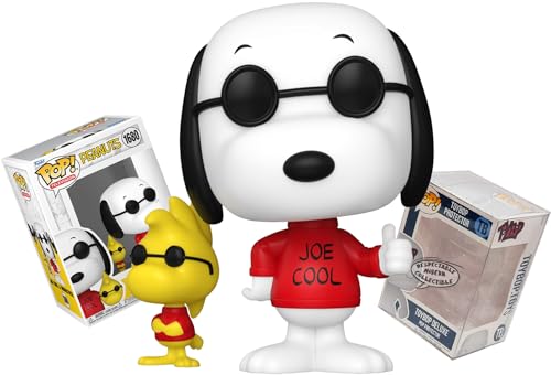 Funko Joe Cool Snoopy mit Sonnenbrille und Woodstock Buddy + Pop Protector: Peanuts Charlie Brown Pop! TV Animation Vinyl Figure (Geschenkset gebündelt mit ToyBop Brand Box Protector Collector Case) von Funko