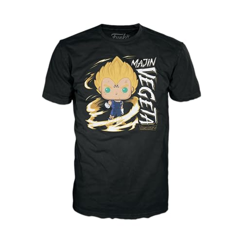 Funko Pop! & Tee: DBZ - Majin Vegeta - Leuchtet Im Dunkeln - Large - (L) - T-Shirt - Kleidung mit Vinyl-Sammelfigur - Geschenkidee - Spielzeug und Kurzärmeliges Top Für Erwachsene Männer und Frauen von Funko