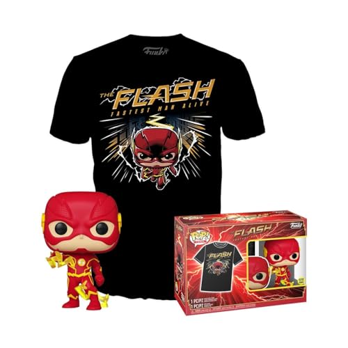 Funko Pop! & Tee: DC - The Flash - Medium - Roter Blitz - DC Comics - T-Shirt - Kleidung mit Vinyl-Sammelfigur - Geschenkidee - Spielzeug und Kurzärmeliges Top Für Erwachsene Männer und Frauen von Funko