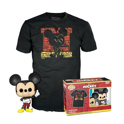 Funko POP! & Tee: Disney 100th Anniversary - Mickey Mouse - Diamant-Glitzer - L - T-Shirt - Kleidung Mit Vinyl-Sammelfigur - Geschenkidee - Spielzeug Und Kurzärmeliges Top Für Erwachsene Männer von Funko
