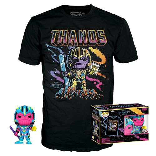 Funko Pop! & Tee: Marvel - Thanos - (BKLT) - Large - (L) - T-Shirt - Kleidung mit Vinyl-Sammelfigur - Geschenkidee - Spielzeug und Kurzärmeliges Top Für Erwachsene Männer und Frauen von Funko