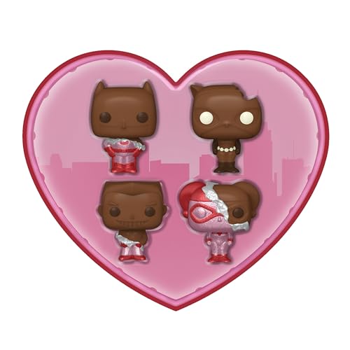 Funko Pocket POP! DC Valentines Box 4 Packung - Batman - (Choc) - DC Comics - Schlüsselanhänger - Vinyl-Minifigur Zum Sammeln Neuartiger Schlüsselanhänger - Strumpffüller - Geschenkidee - Minifigur von Funko