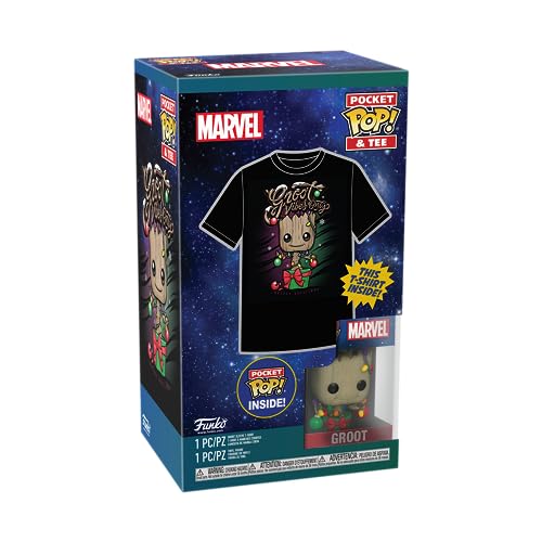 Funko Pocket Pop!& Tee: Guardians of The Galaxy - Holiday Groot - Large - (L) - Marvel - T-Shirt - Kleidung mit Vinyl-Minifigur Zum Sammeln - Geschenkidee - Spielzeug und Kurzärmeliges Top von Funko