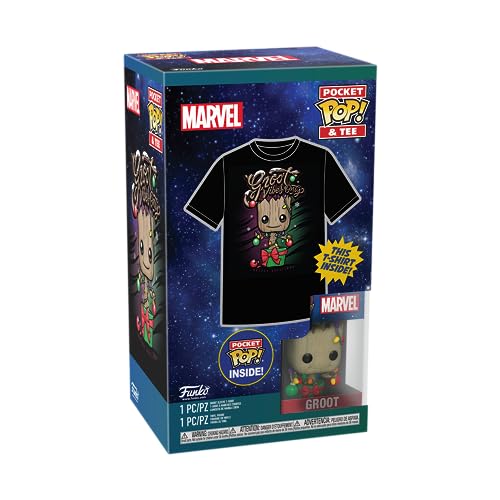 Funko Pocket POP! & Tee: Guardians of The Galaxy - Holiday Groot - XL - Avengers Infinity War - T-Shirt - Kleidung Mit Vinyl-Minifigur Zum Sammeln - Geschenkidee - Spielzeug Und Kurzärmeliges Top von Funko